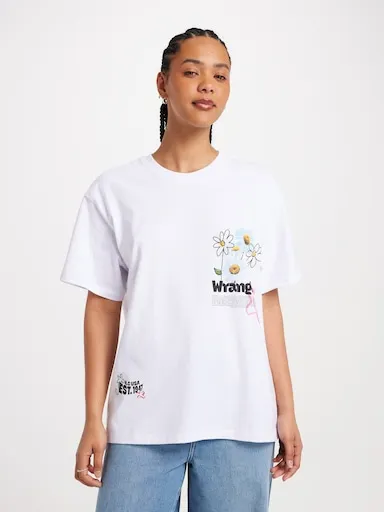 Wrangler Spiral Daizie Slouch Tee In Optic White