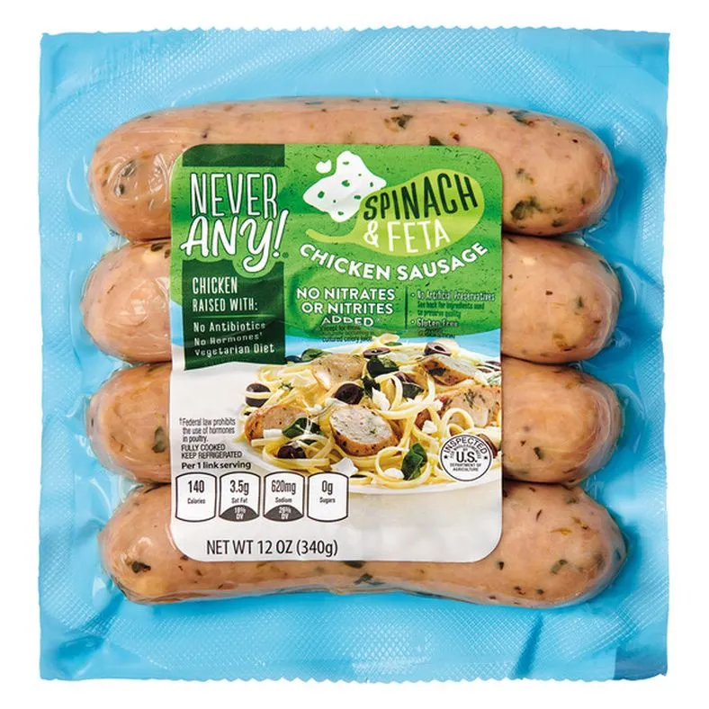 Never Any! USDA Spinach & Feta Chicken Sausage