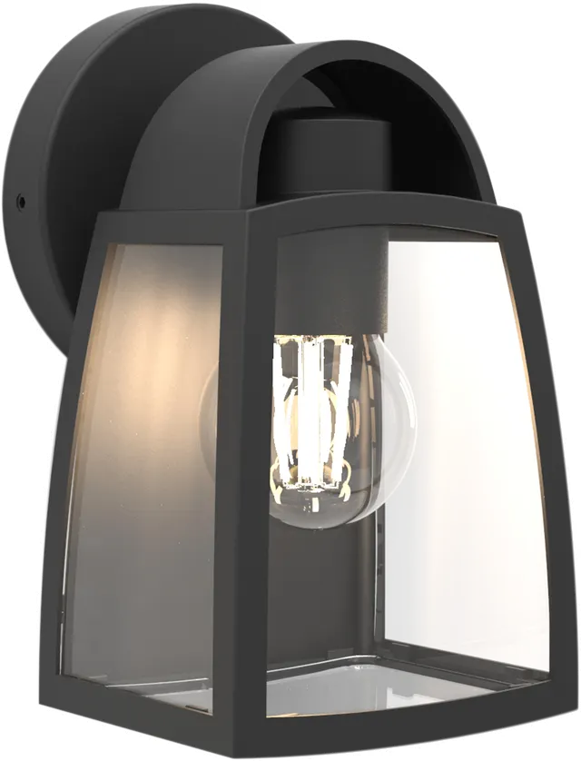 Aplique de pared exterior resistente al agua Kelsey LUTEC de vidrio negro y de aluminio compatible con casquillo E27 IP44