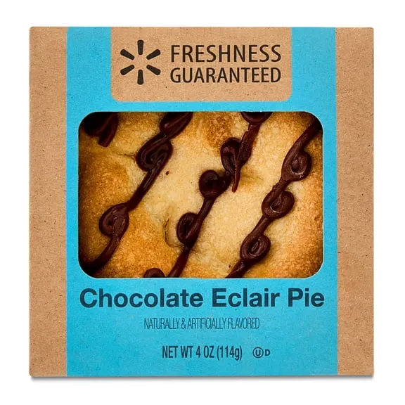 Rollback Freshness Guaranteed 4" Chocolate Éclair Mini Baked Pie, 4 oz Carton (Shelf Stable) $0.79 Was $0.92 19.8 ¢/oz