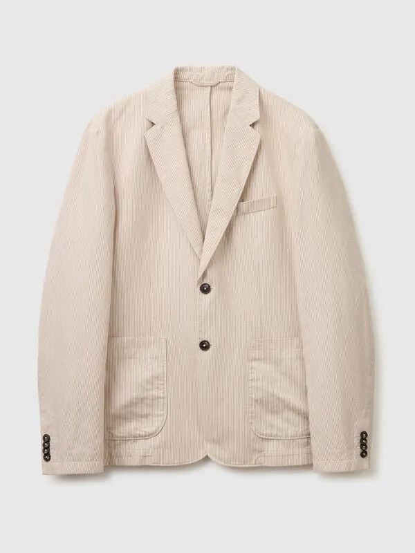Single-breasted linen blend blazer