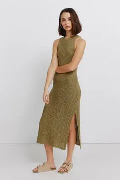 Vestido midi pointelle