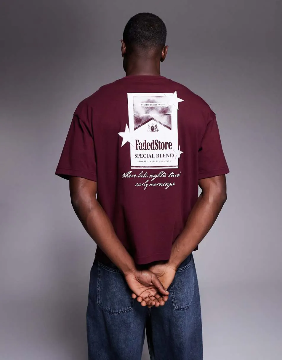 Faded Store graphic back print tee in red