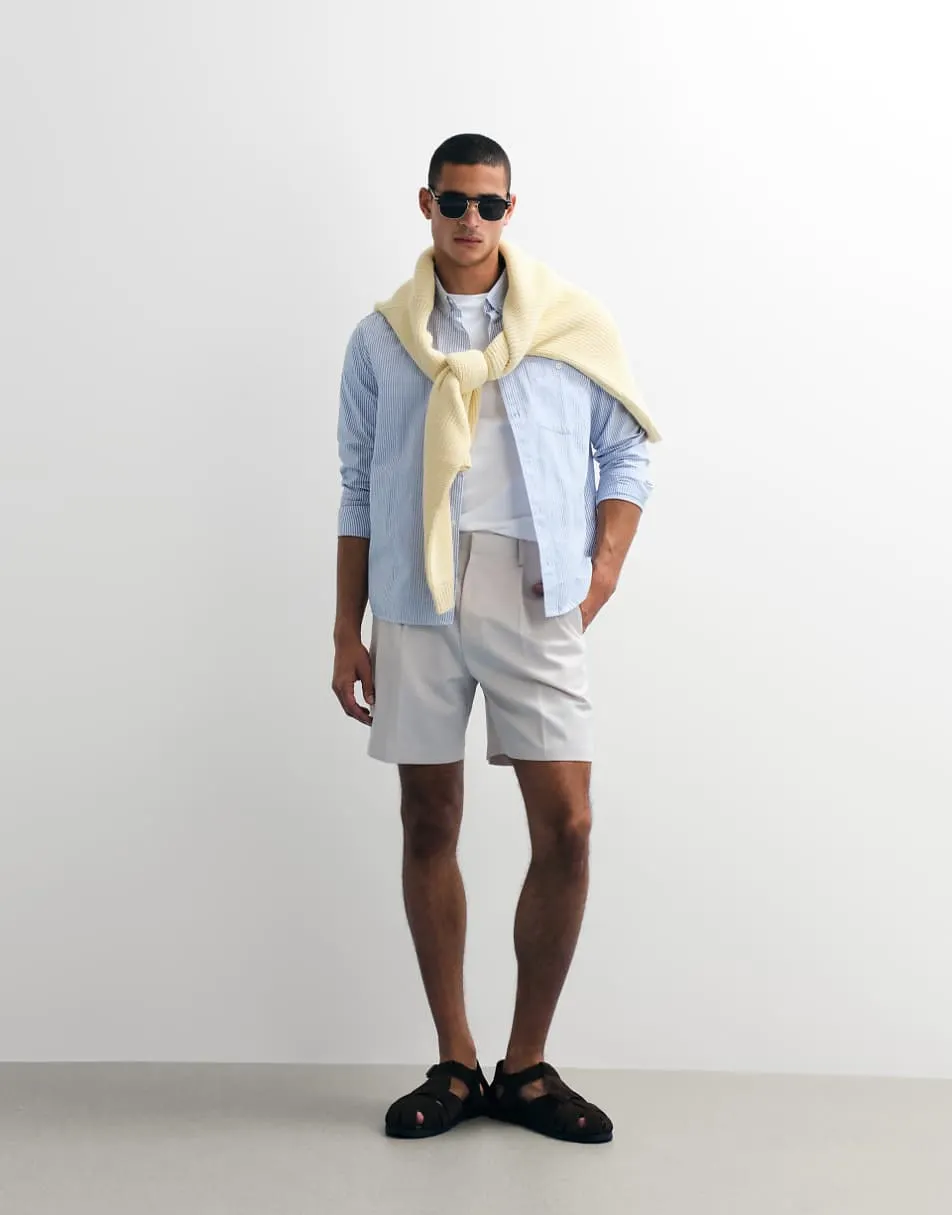 ASOS DESIGN relaxed oxford stripe shirt in blue