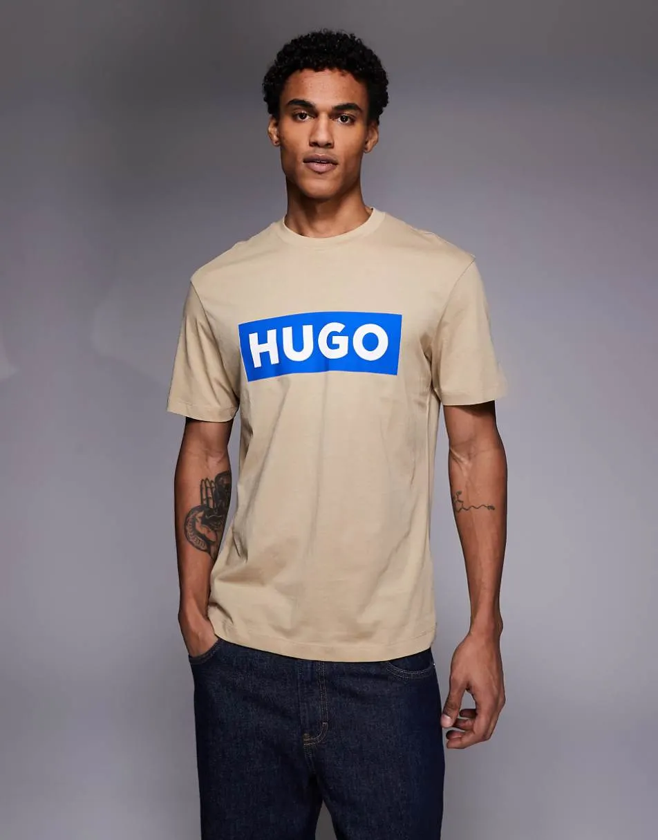 HUGO BLUE Nico chest logo t-shirt in tan