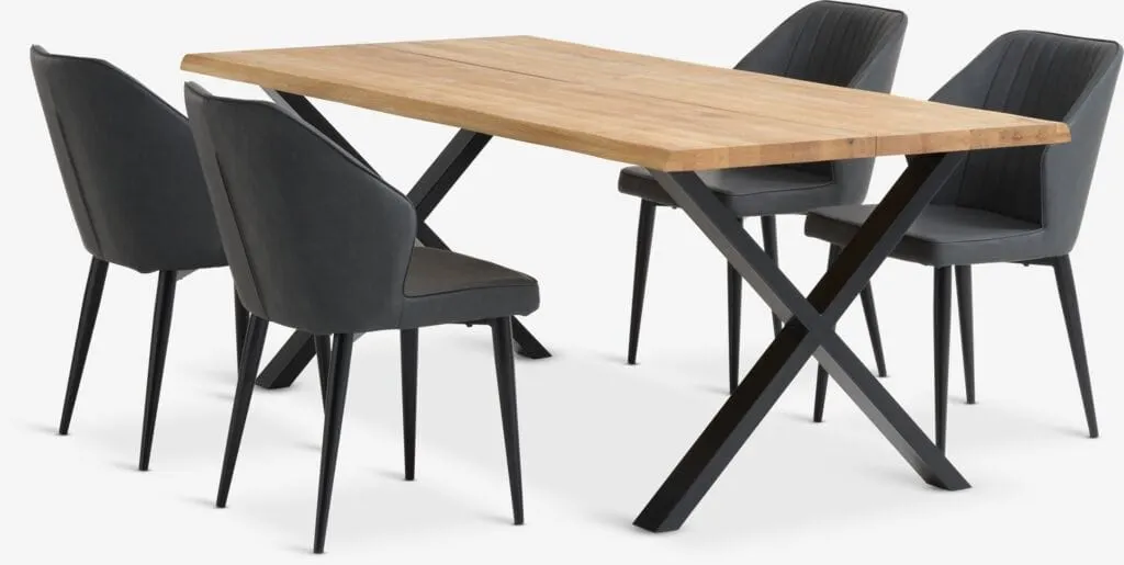 ROSKILDE Tavolo L200 rovere nat. + 4 LUNDERSKOV Sedie antr.