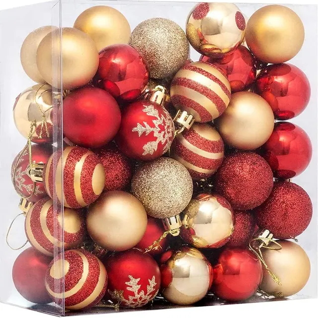 Juego de 50 adornos para árbol de Navidad, Juego de bolas navideñas, Adornos colgantes navideños, Regalo de Navidad, Colgantes para árbol de Navidad
