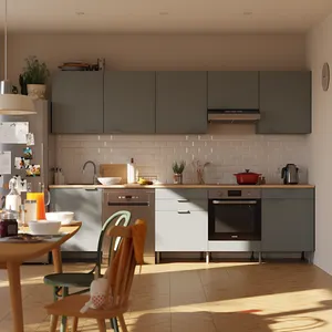 Cocina en kit Eleki gris 5 módulos altos + 4 bajos L.300 x H.217 x P.58 cm