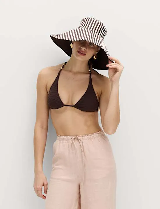 Bucket Hat zum Wenden aus reiner Baumwolle mit breiter Krempe