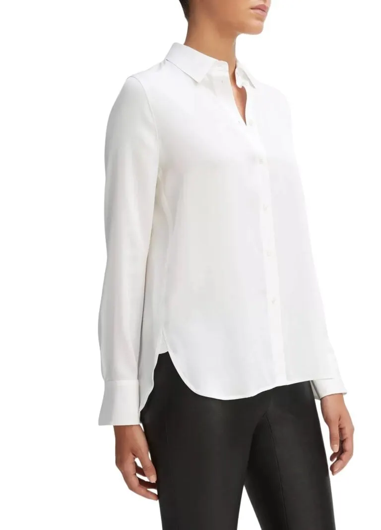 Slim Fitted Stretch-Silk Blouse - Hvit