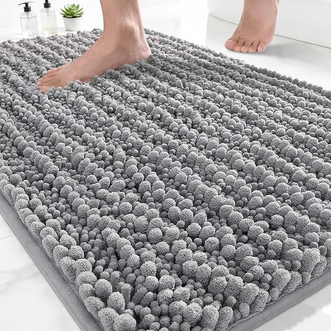 Yimobra Bathroom Rugs Non-Slip Washable – Extra Soft & Absorbent Chenille Bath Mat, Quick-Dry Plush Shaggy Floor & Vanity Bath Rugs fo…