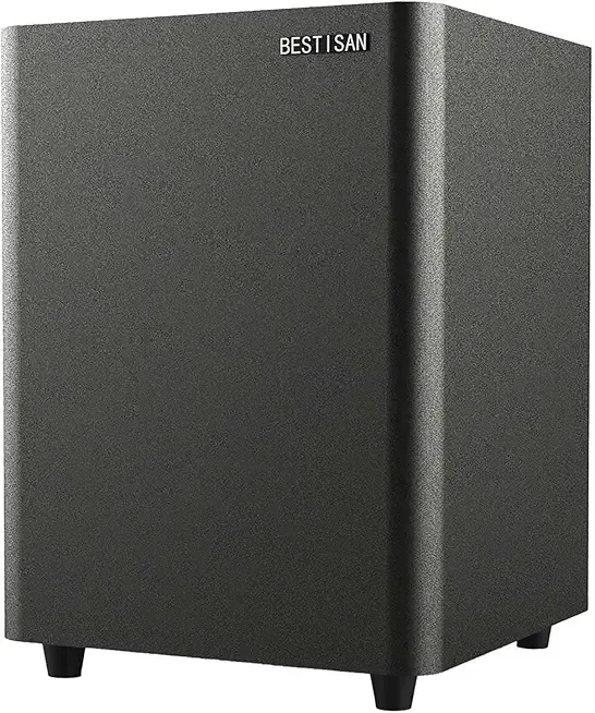 BESTISAN Powered Subwoofer, Deep Bass Sub, Down Firing Subs, Easy Setup with Home Theater System, Receiver, Speakers, Coaxial Cable Included, RCA, LFE, AUX Input, High-Level Speaker Input & Output