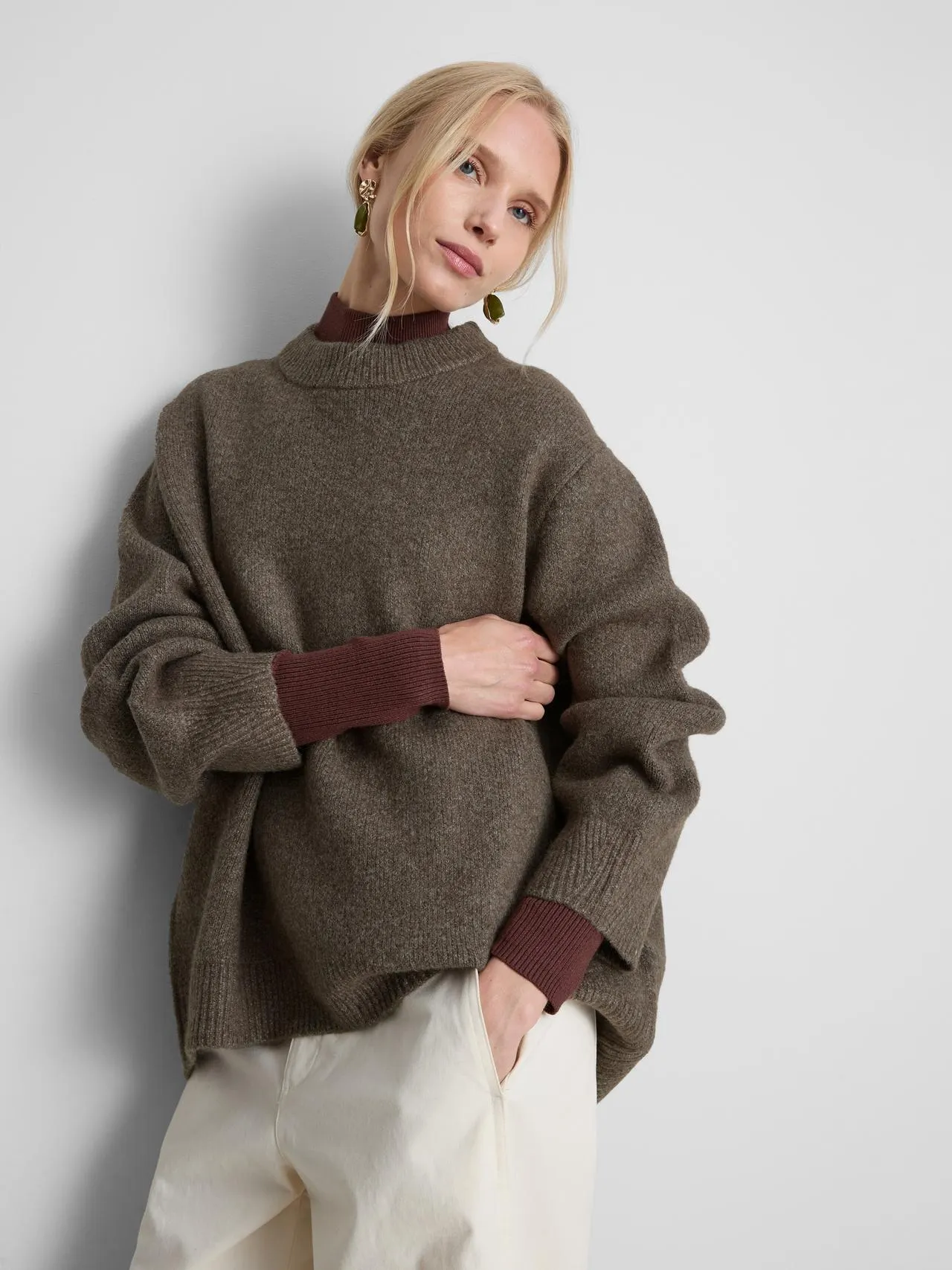 Maglione girocollo oversize in misto lana