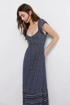 Vestido estampado volantes