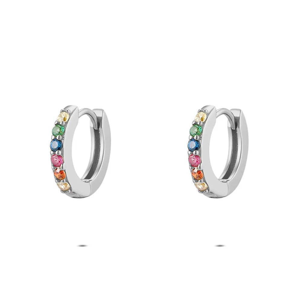 oorbellen in zilver, kleurrijke stenen