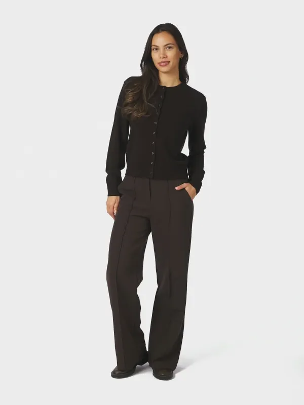 Bina Wool Knit Cardigan Dark Brown