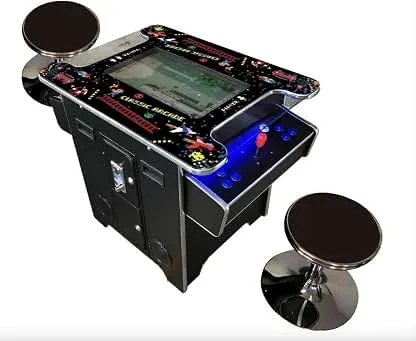 TOP US VIDEO ARCADES Full Size Commercial Grade Cocktail Arcade Machine 2 Player Retro 412 Games 22" LCD Screen Tempered Glass 2 Stools Included 5 Year Warranty Black TOP US VIDEO ARCADES Full Size Commercial Grade Cock…