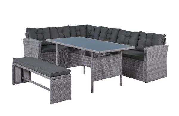 14 tlg. Elegantes Ecksofa Set ca. 177 x 235 x 74 cm - Grau