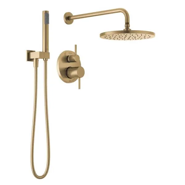 Delta Modern Gold 1-​Spray Raincan Wall Mount Fixed and Handheld Shower Head 1.​75 GPM in Champagne Bronze