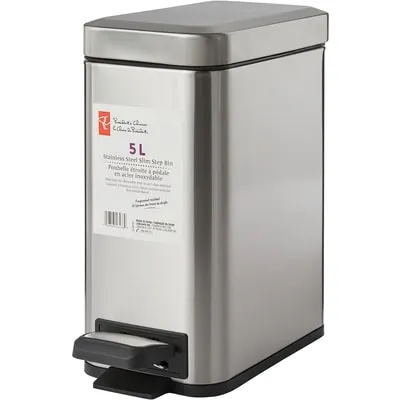 5L Stainless Steel Slim Step Bin