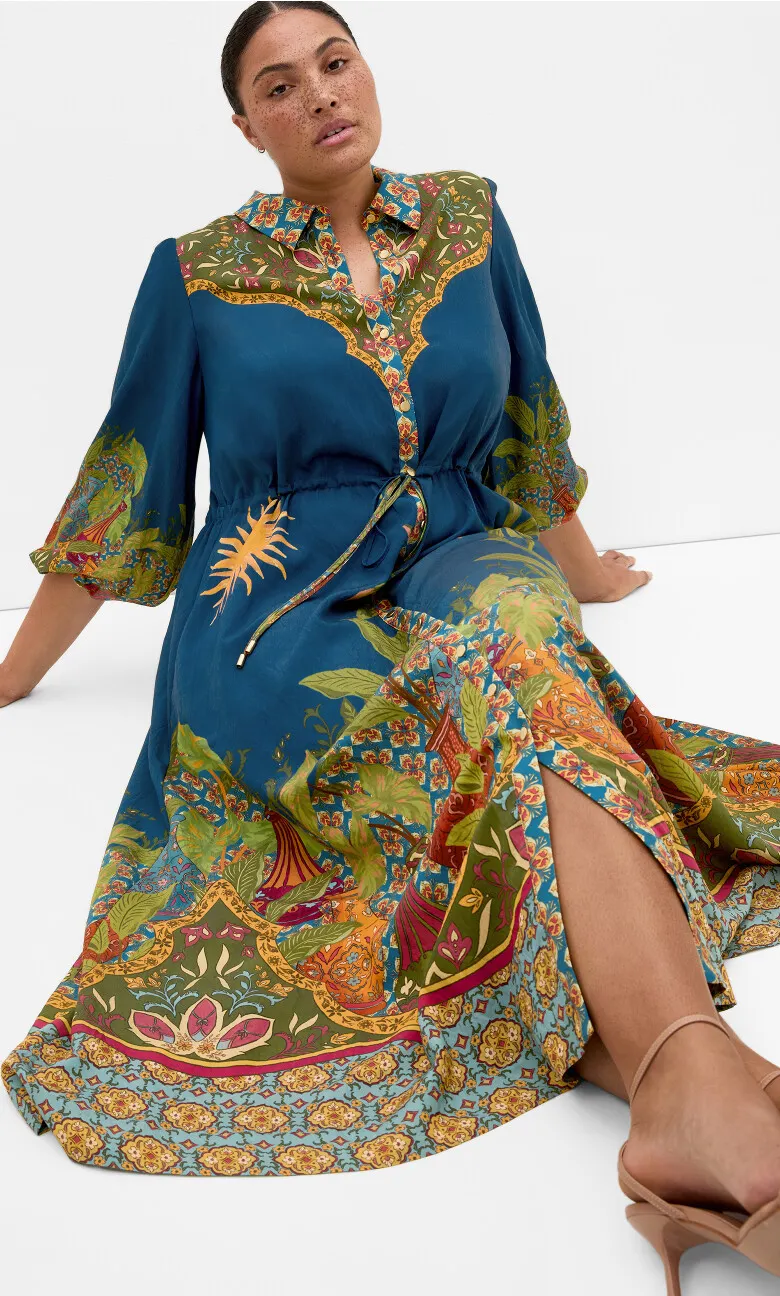 Fools Paradise Print Maxi Dress - alpine navy
