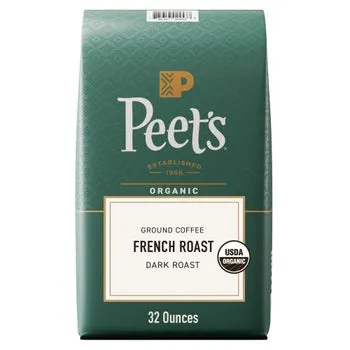Peet's Organic Dark French Roast Ground Coffee, 32 oz