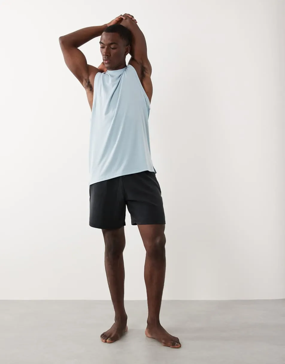 4505 Yoga performance jersey drop armhole quick dry training singlet in light blue