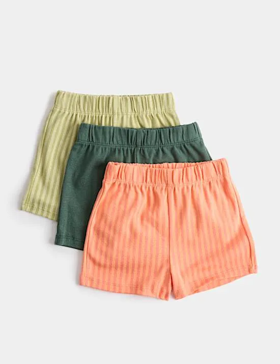 3er-Pack Shorts aus reiner Baumwolle mit Streifen (0–5 Jahre)