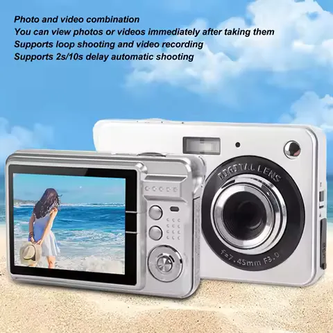 Digital Camera 8x Digital Zoom Compact Camera 2.7 Inch Screen Automatic Light Sensitization with Wristband for Travel
