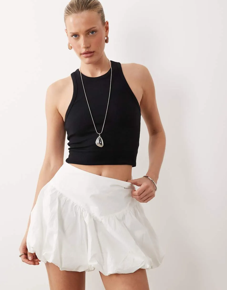 Gina Tricot dropped waist bubble skirt in white