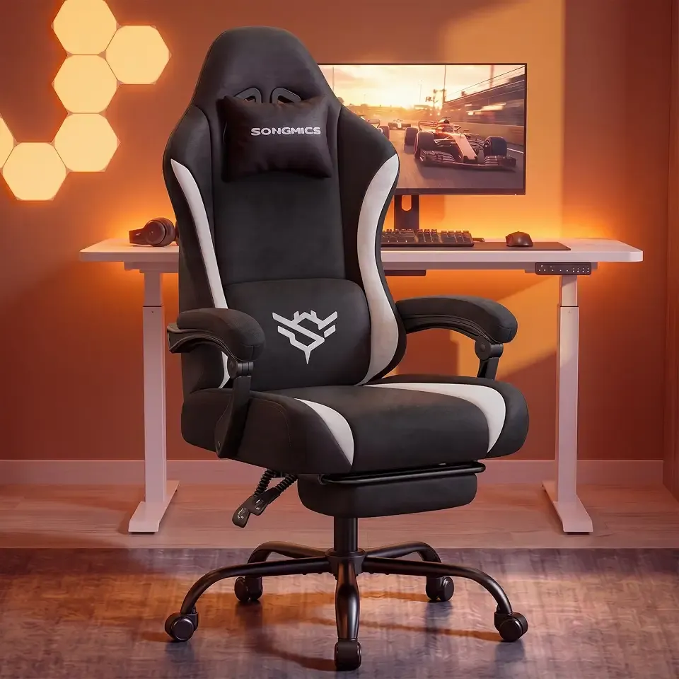 SONGMICS Gaming Chair, Ergonomic Desk Chair with Pocket Spring Cushion
