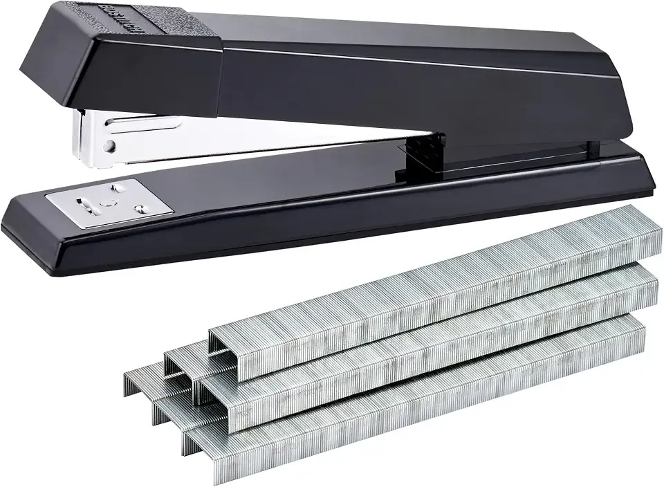 Bostitch Office Stapler, No-Jam Premium for Desktop, Includes 1,250 Staples, Full-Strip, 25 Sheet Capacity, Black