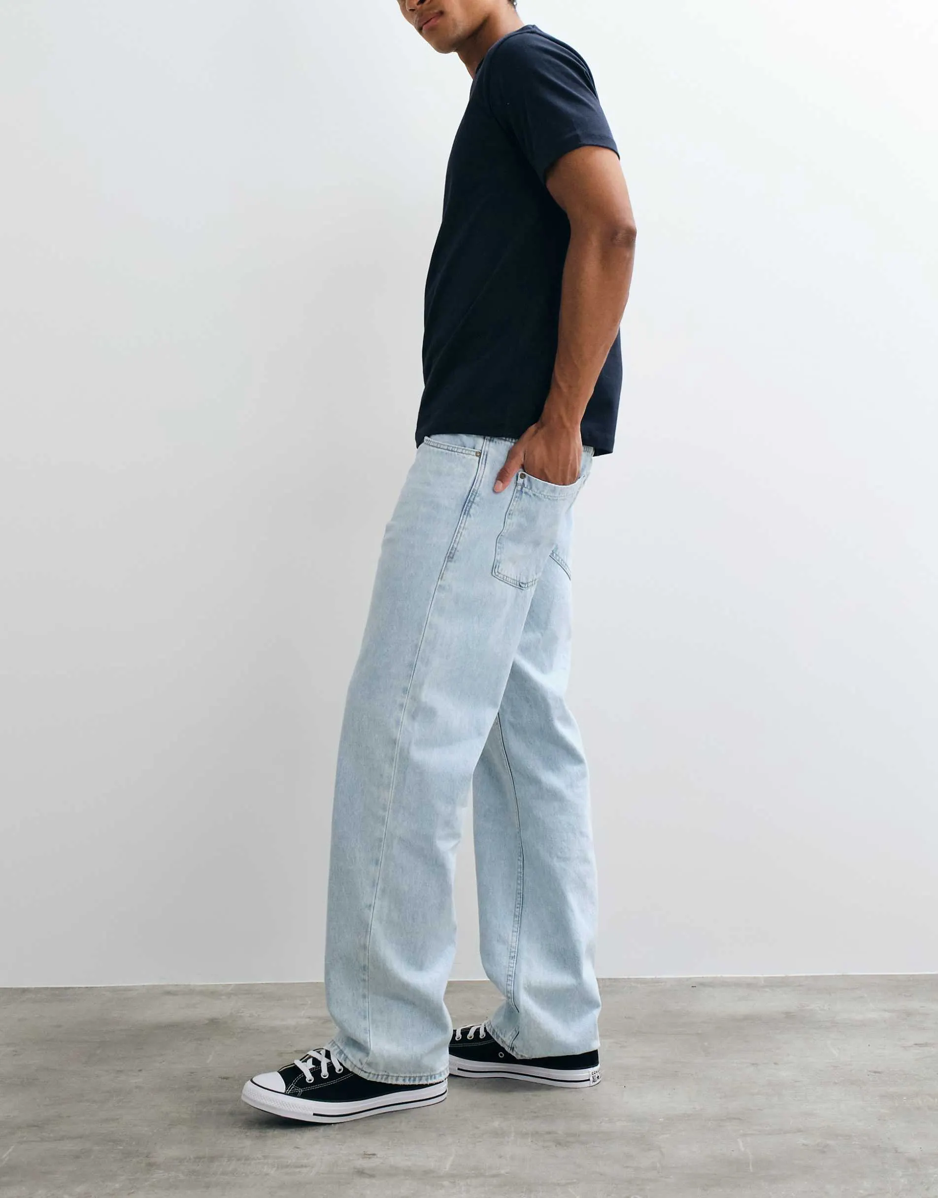 BLEND loose fit straight leg jeans in light wash blue