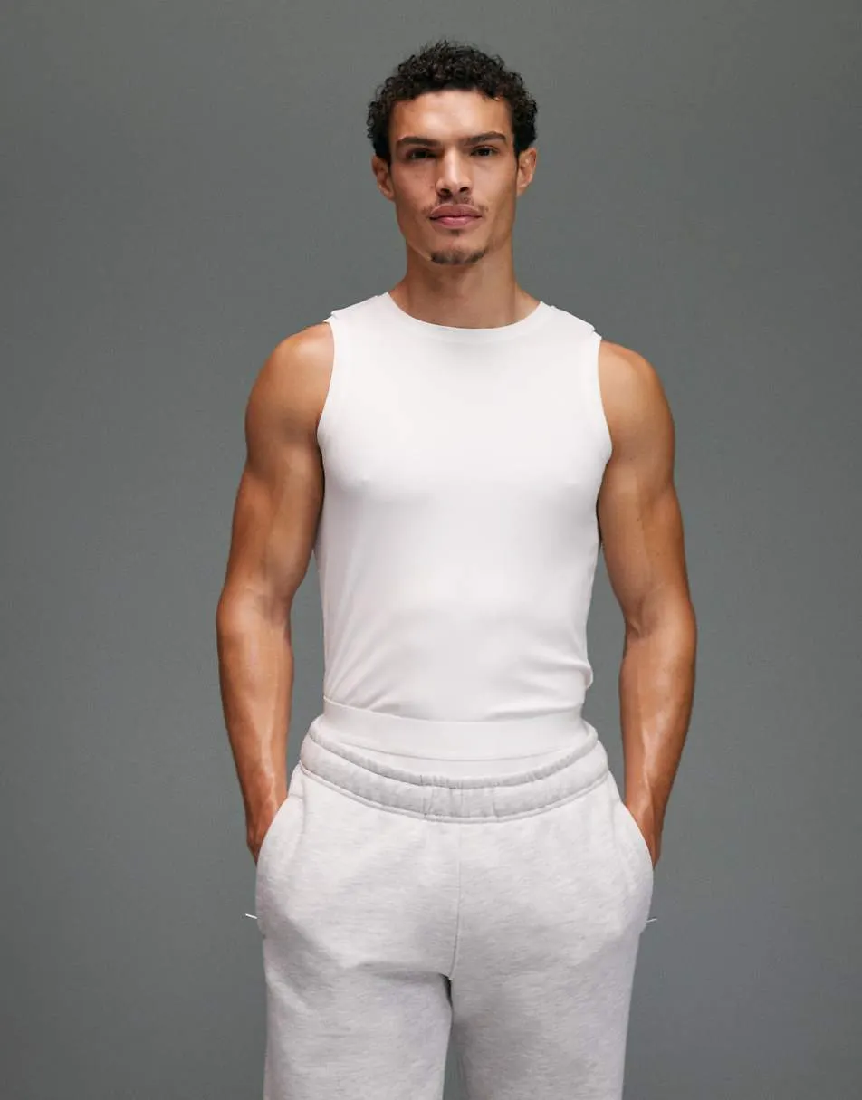 4505 slim fit quick dry engineered rib training singlet in off white