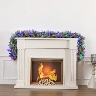 9' Pre-Lit Radiant Micro LED with Twinkle Artificial Flocked Greenery Garland