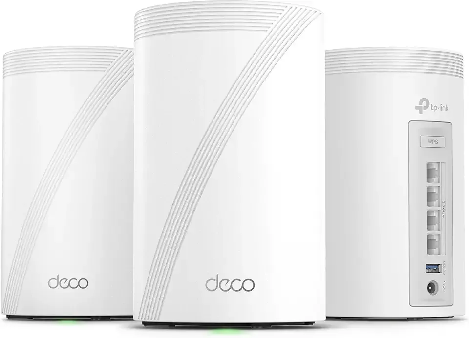 TP-Link Deco 7 Pro BE63 Tri-Band WiFi 7 BE10000 Whole Home Mesh System - 6-Stream 10 Gbps, 4x2.5G Ports Wired Backhaul, 4X Smart Internal Antennas, VPN, HomeShield, Free Expert Support (3-Pack)
