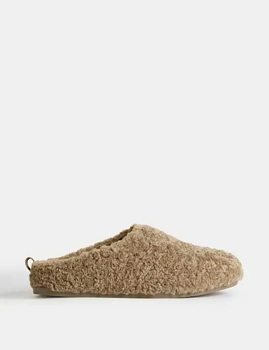 Borg Back Tab Mule Slippers