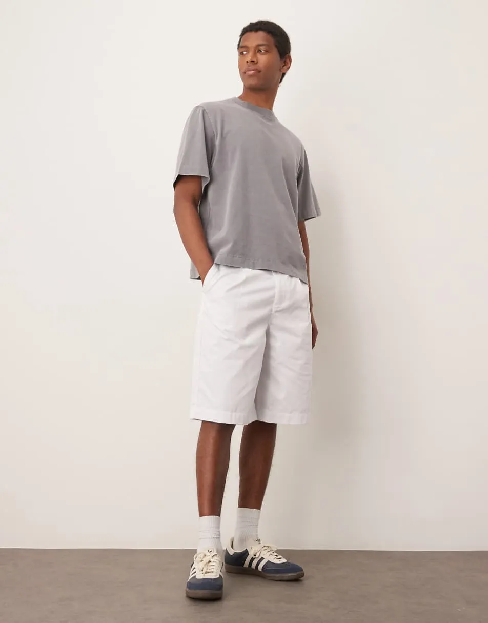 ASOS DESIGN oversized baggy pleated shorts in white