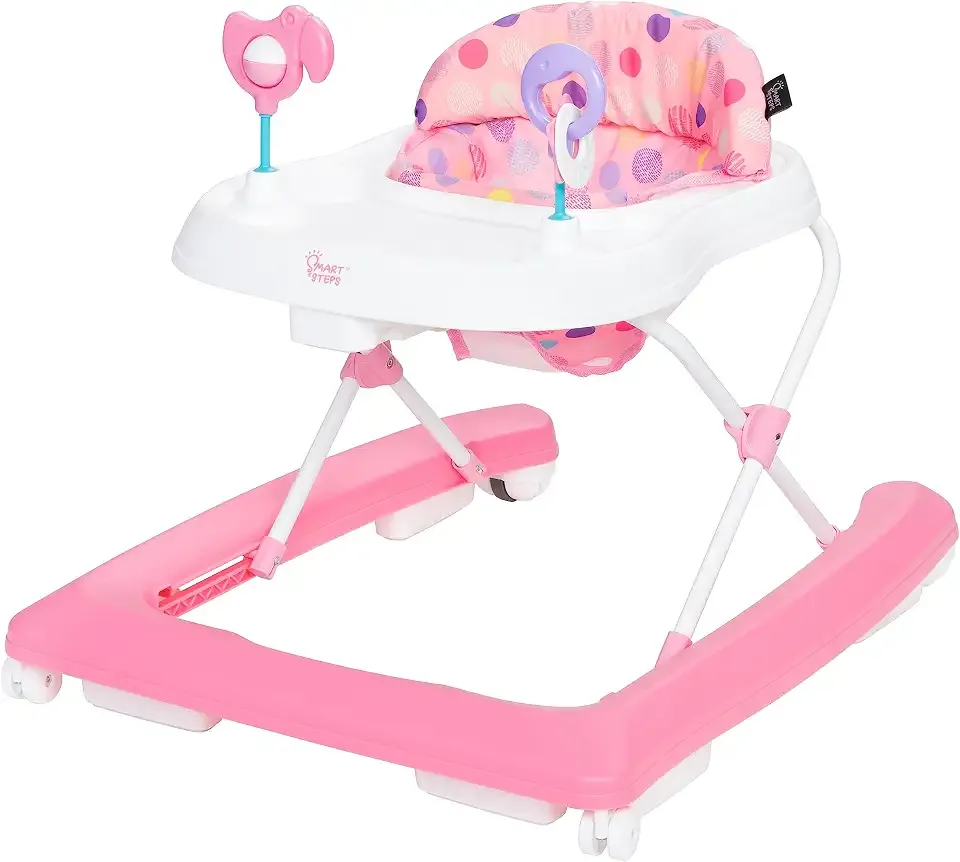 Smart Steps Trend Activity Walker and Entertainer with Removeable Toys, Large Tray, Cup Holder, Adjustable Height and Flat Fold Frame for Storage, Ages 6 Months +, Orbits Rose