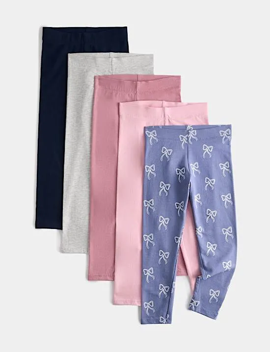 5 Pack Cotton Rich Leggings (2-10 Yrs)