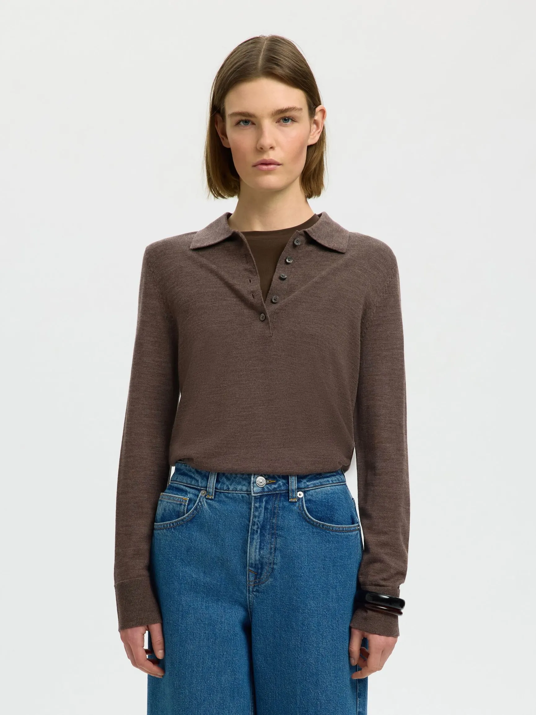 100 % MERINOULL STRIKKET POLOSKJORTE