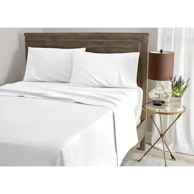 King 85 -Thread Count Microfiber White Bed Sheet Set