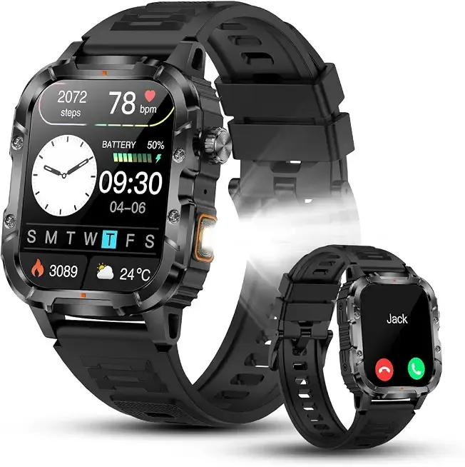 Military Smart Watch for Men, 30+ Day Battery Life, Bluetooth Call Black