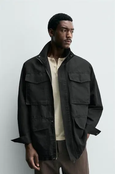 WASHED UTILITY OVERSHIRT WITH POCKETS