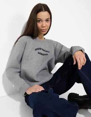 Felpa - Scollo rotondo - grigio chiaro