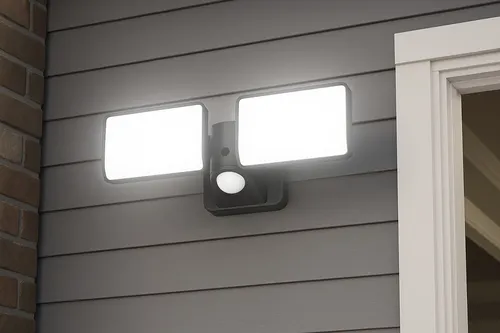Patriot Lighting® Dual-Head 160° Motion Sensing Integrated LED Black 1500 Lumen Outdoor Security Flood Light