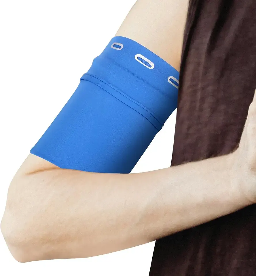 PATIKIL Universal Running Armband Sleeve 7.09"x4.33", Cell Phone Arm Bands Sleeve with Zipper Pocket for Key Earphones Credit Cards Sports Gym Workouts Exercise (M, Blue)