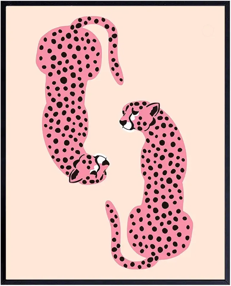 Cheetah Print Wall Decor - Cheetah Wall Art - Aesthetic Room Decor - Minimalist Mid-century Modern Art & Print - Leopard Home Decoration - Pink Teens Little Girls Women Bedroom Print UNFRAMED 8X10