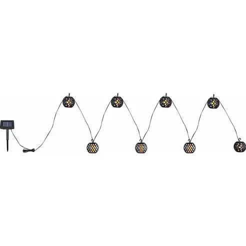 Solar-LED-Lichterkette - schwarz - Flammeneffekt - 410 cm