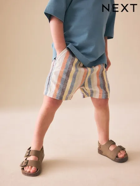 Multi Stripe Linen Blend Pull On Shorts (3mths-7yrs)